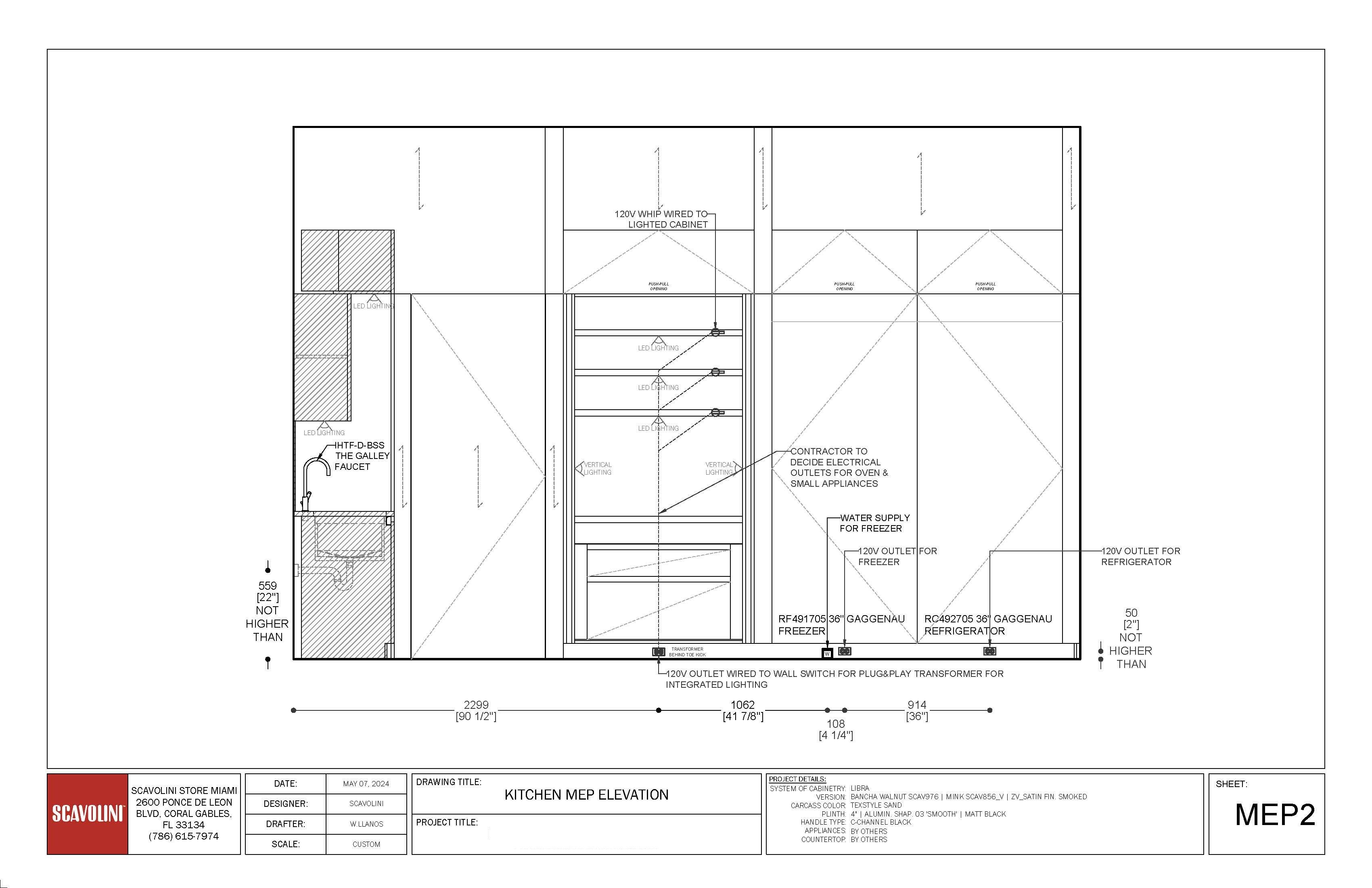 Kitchen technical drawing sheet