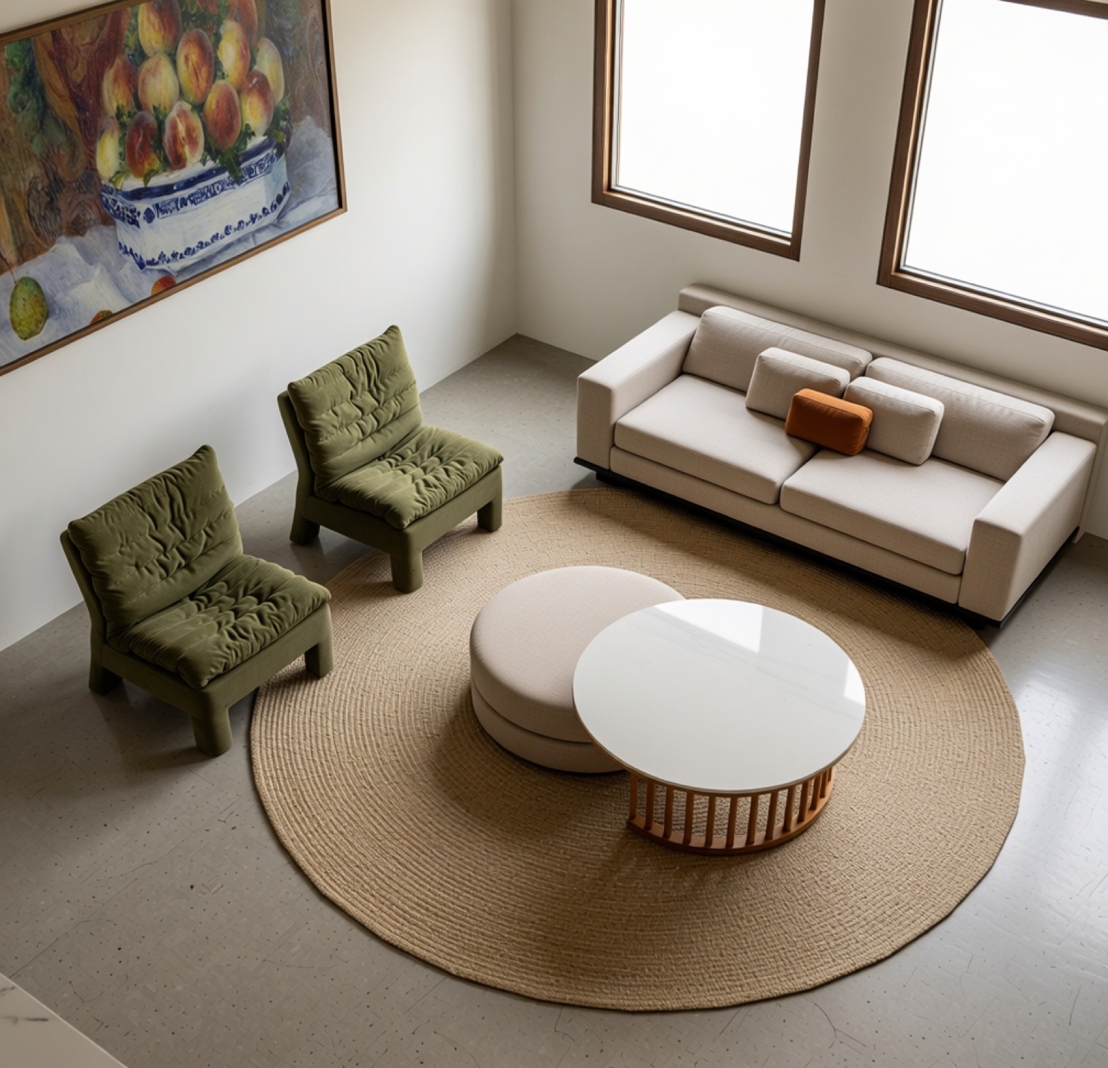Render of a living room from above